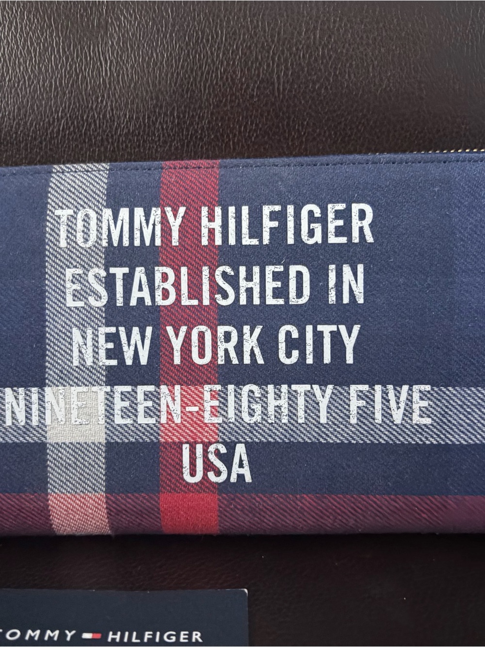 Tommy Hilfiger Navy, Red & White Plaid Zip Pouch